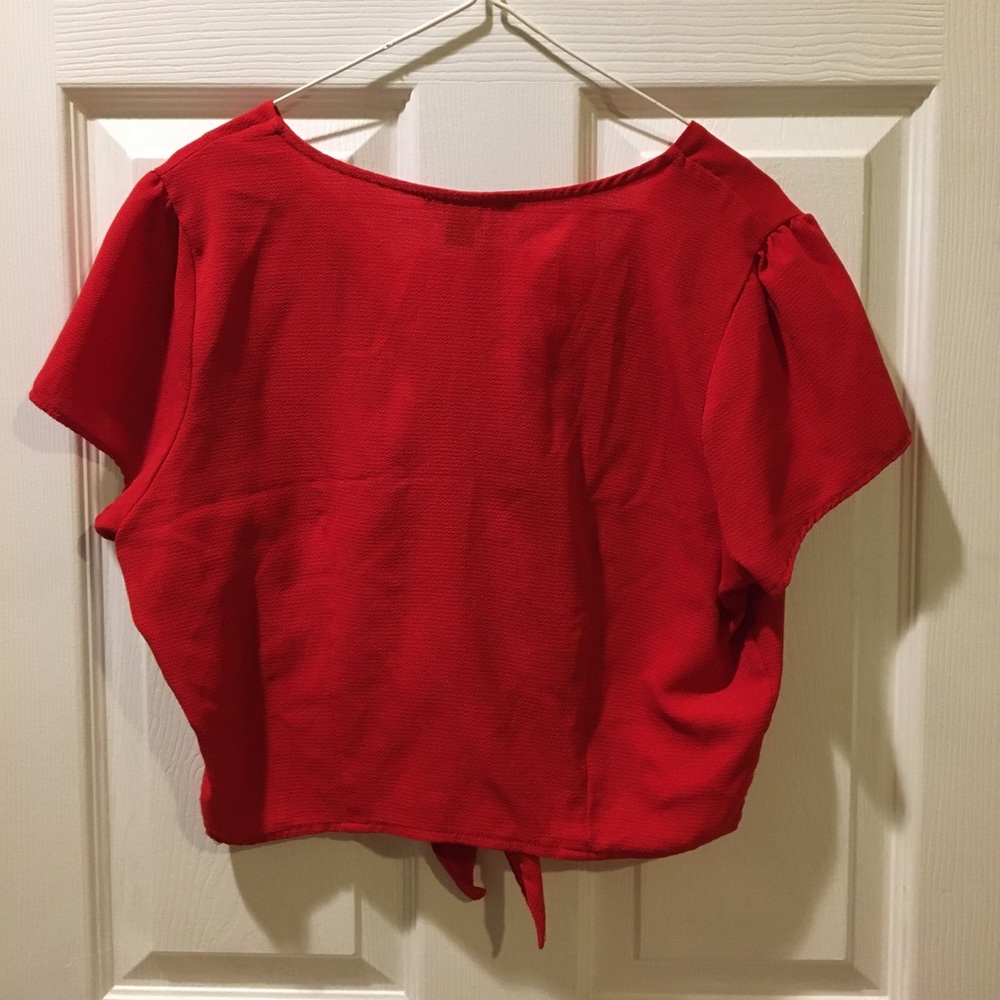 Red Button Down Top - Picture 2 of 3